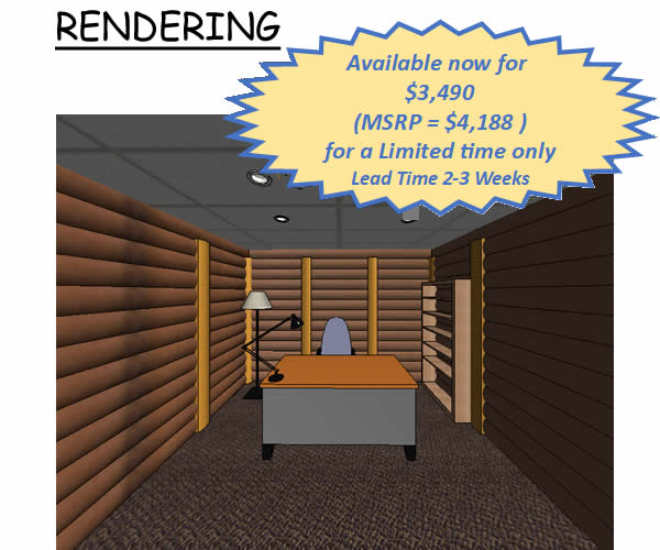 Basement Finish Package Rendering - Woody Rapid Cabin