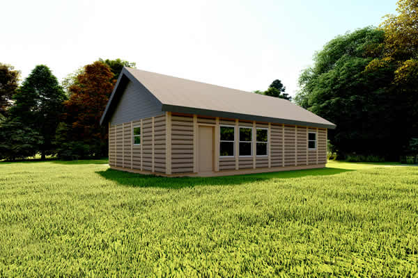 Green Teal Log Cabin Model